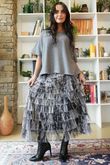 Ramone Marble Mesh Midaxi Skirt Black